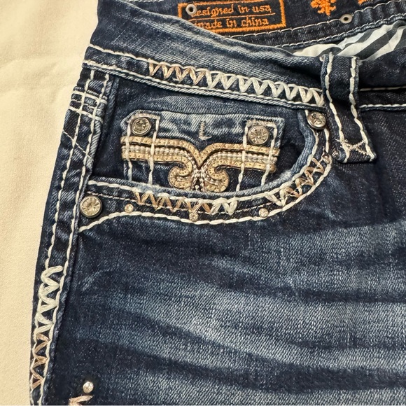 Rock Revival Dark Blue Jeans with Embroidered Pockets - Picture 5 of 13